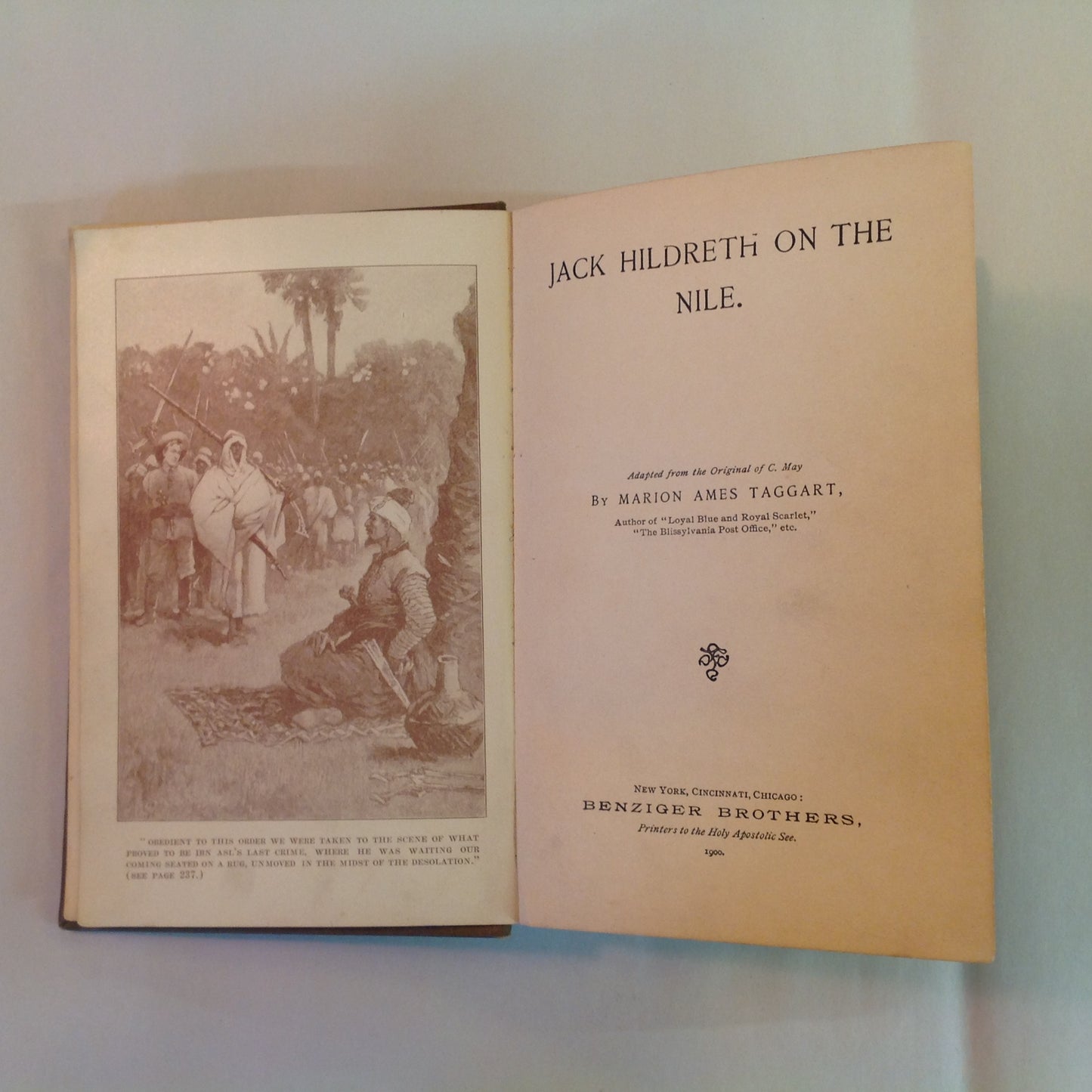 Antique 1900 Hardcover Jack Hildreth on the Nile Marion Ames Taggart Benziger Brothers First Edition