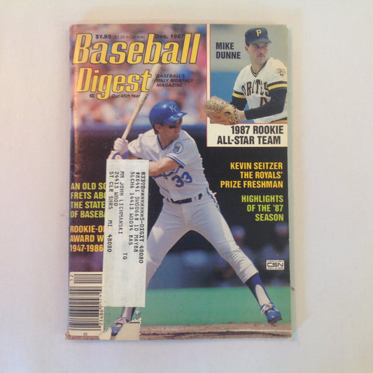 Vintage Dec 1987 Baseball Digest Magazine 1987 Rookie All-Star Team Mike Dunne Kevin Seitzer The Royals' Prize Freshman