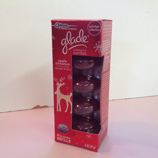 2012 NOS SC Johnson Glade Scented Oil Candles 4 Pack Refills Apple Cinnamon Holiday Scent