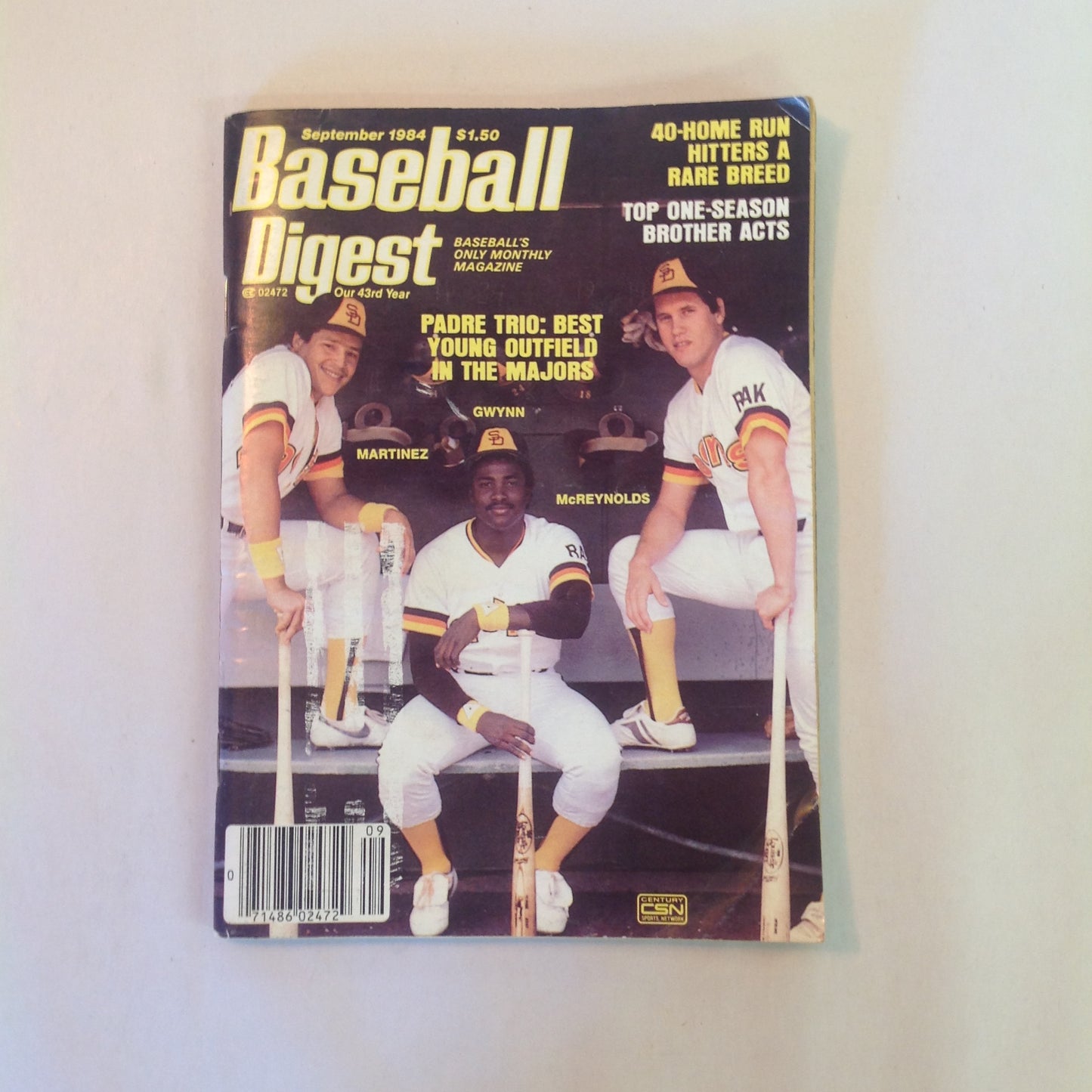 Vintage Sep 1984 Baseball Digest Magazine Padre Trio: Best Young Outfield in the Majors Martinez Gwynn McReynolds