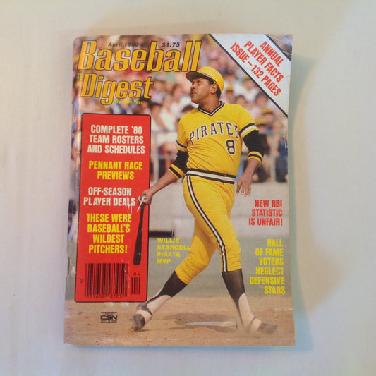 Vintage Apr 1980 Baseball Digest Magazine Annual Player Facts Issue Willie Stargell Pirates MVP