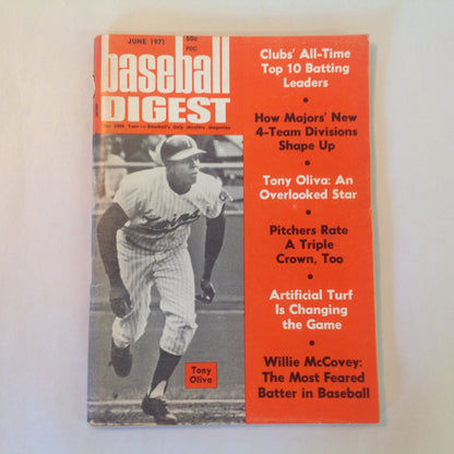 Vintage Jun 1971 Baseball Digest Magazine Tony Oliva: An Overlooked Star