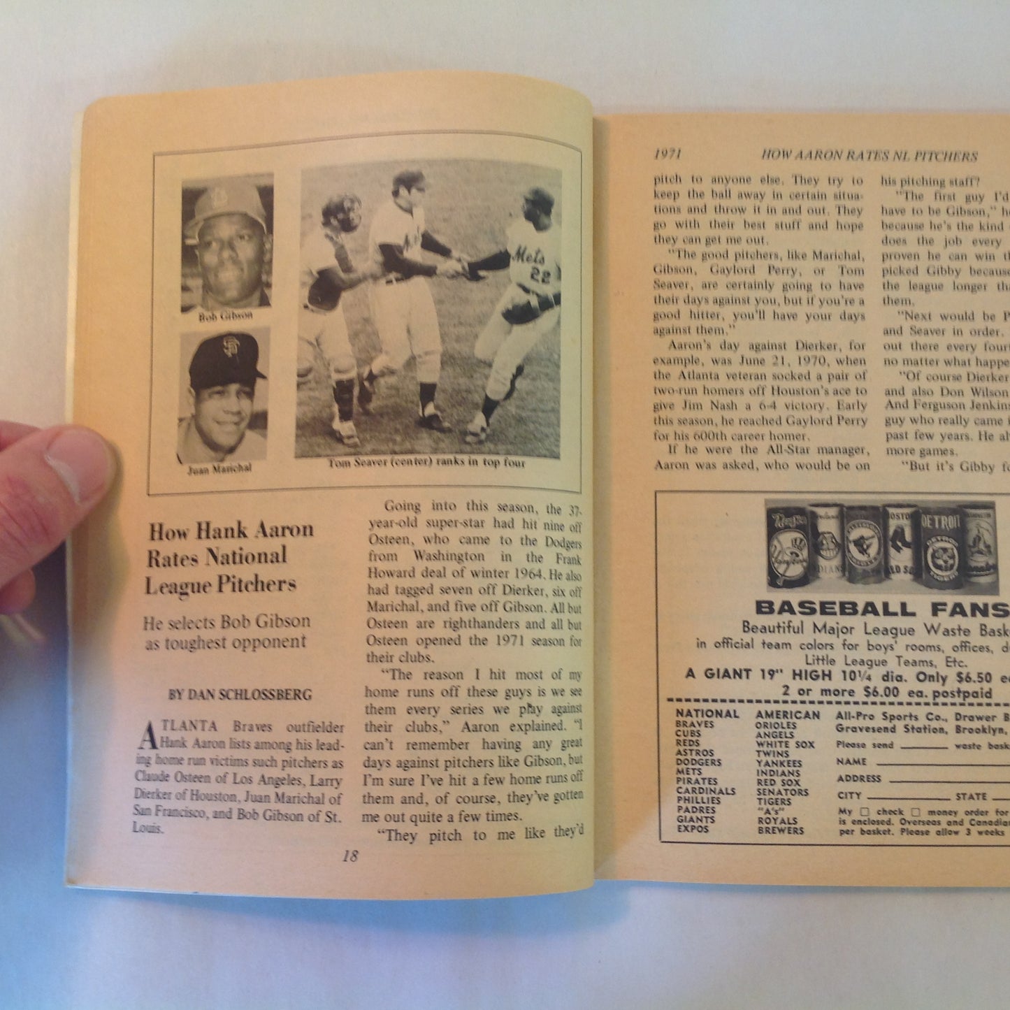 Vintage Jul 1971 Baseball Digest Magazine How Hank Aaron Rates N.L. Pitchers