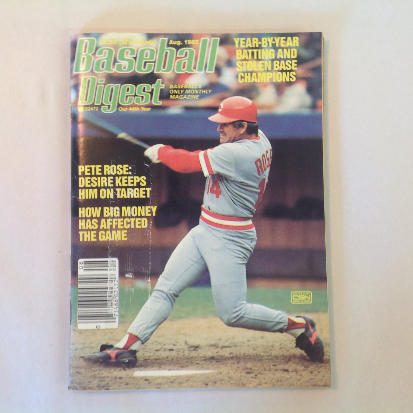 Vintage Aug 1985 Baseball Digest Magazine Pete Rose: Desire Keeps Him on Target