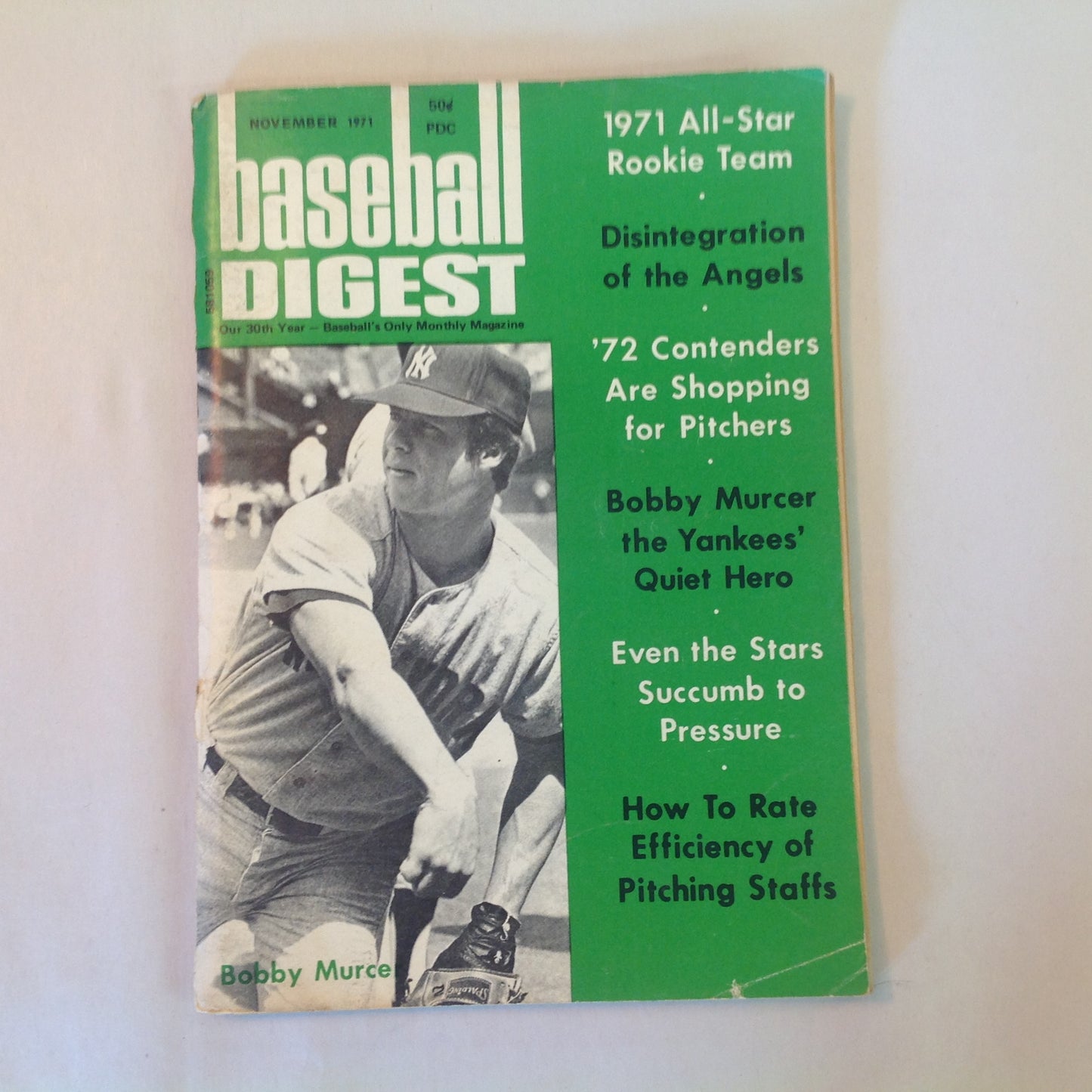 Vintage Nov 1971 Baseball Digest Magazine Bobby Murcer: The Yankees' Quiet Hero