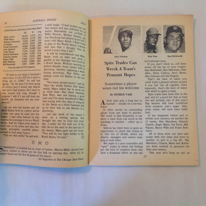 Vintage Jul 1972 Baseball Digest Magazine Exclusive! The Players Select Their OWN All-Stars! The Human Side of Richie Allen