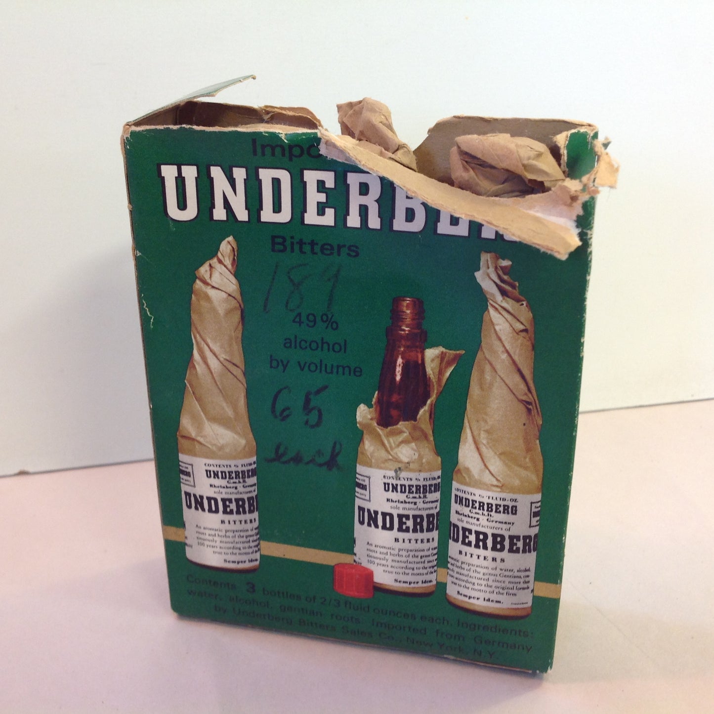 Vintage NOS Imported Underberg Bitters 3 Bottle Box