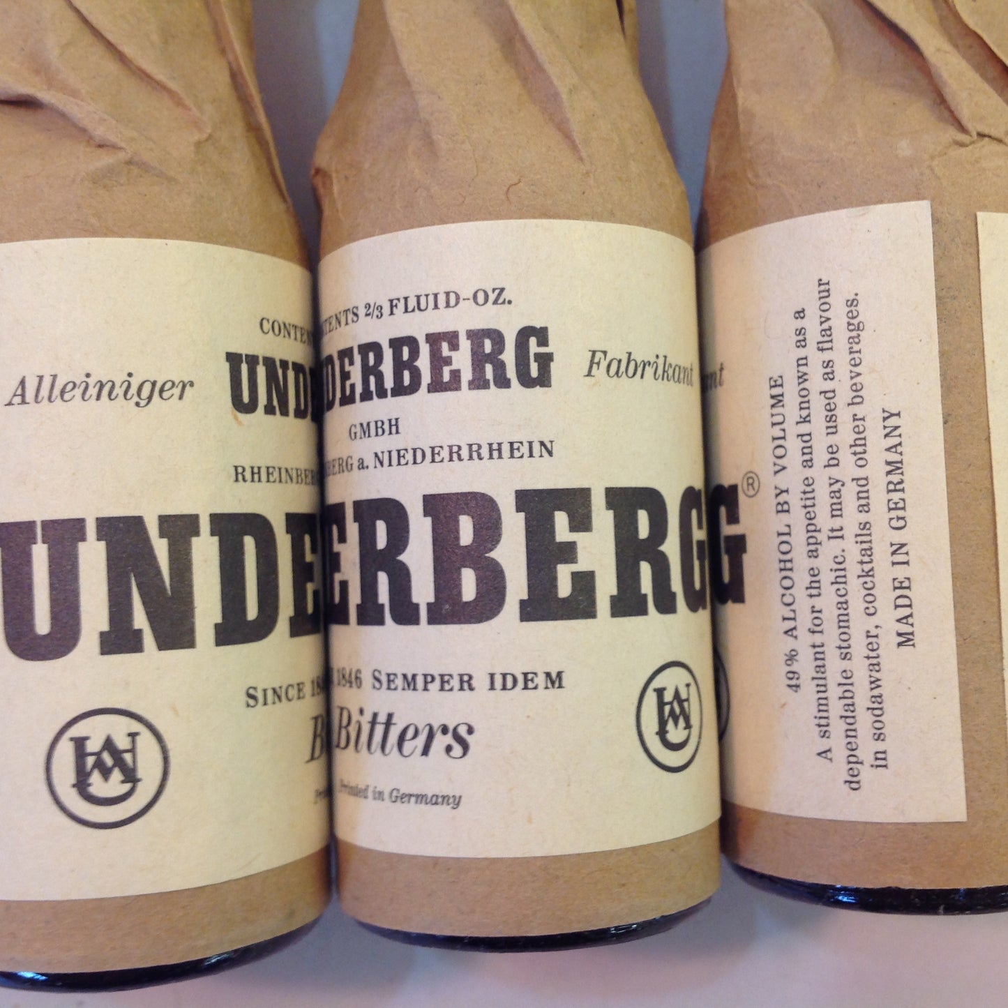 Vintage NOS Imported Underberg Bitters 3 Bottle Box