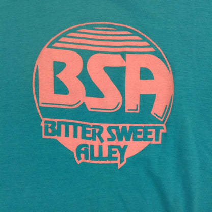 Vintage 1980's Screen Stars Medium Sleeveless T-Shirt Turquoise Pink BSA Bitter Sweet Alley Band