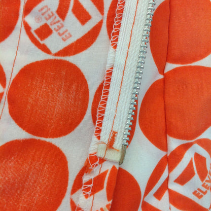 Vintage 1970's-80's Orange/White 7-Eleven Short Sleeve Employee Zip-Up Smock XS