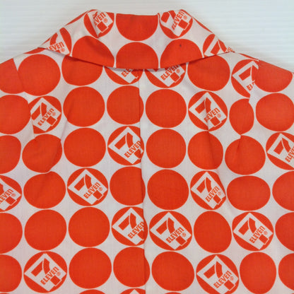 Vintage 1970's-80's Orange/White 7-Eleven Short Sleeve Employee Zip-Up Smock XS