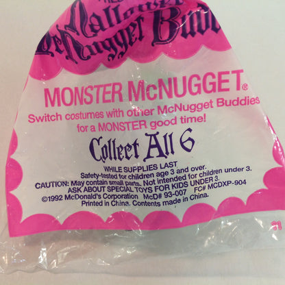 Vintage 1998 NOS McDonald's Happy Meal Halloween McNugget Buddies Monster McNugget Sealed