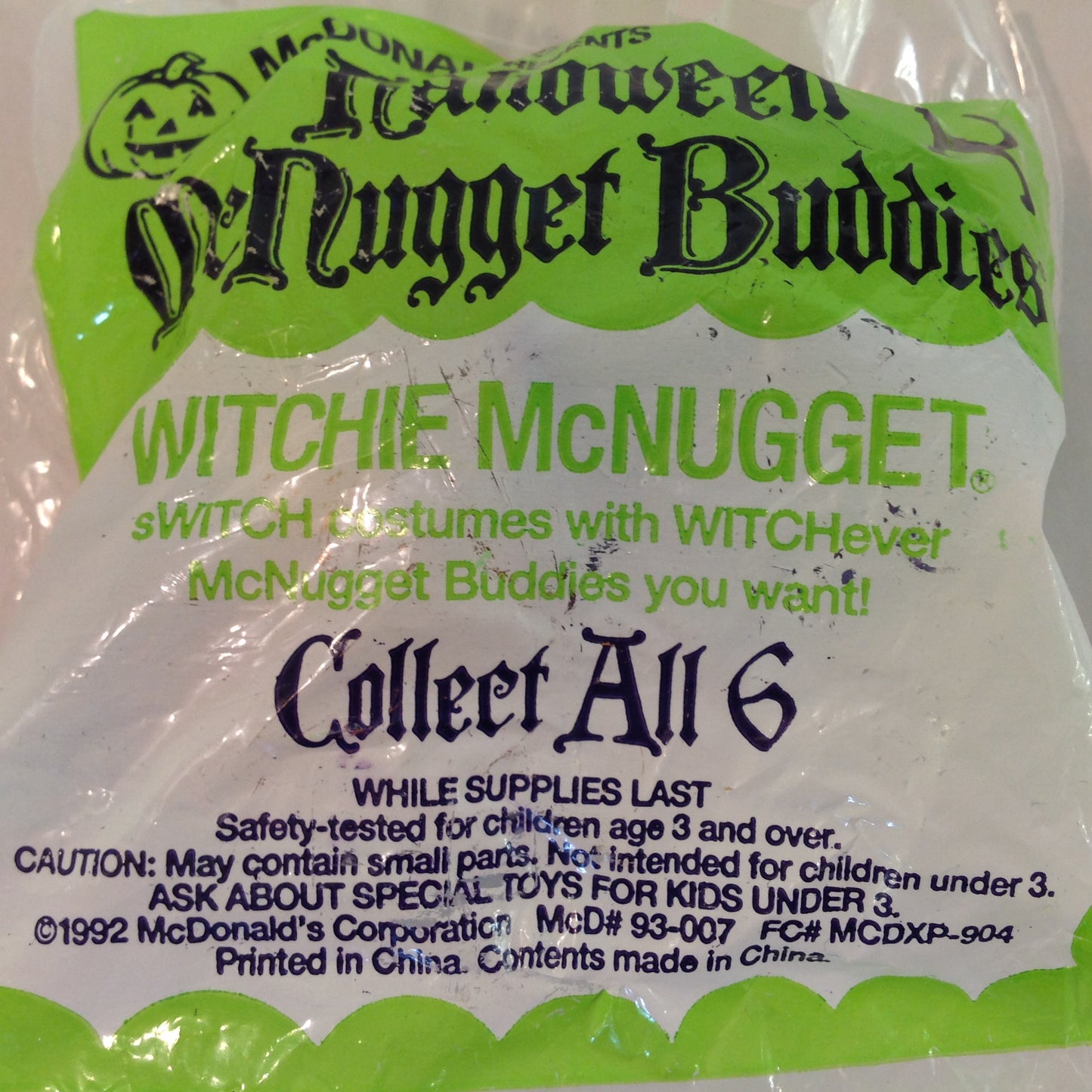 Vintage 1998 NOS McDonald's Happy Meal Halloween McNugget Buddies Witchie McNugget Sealed