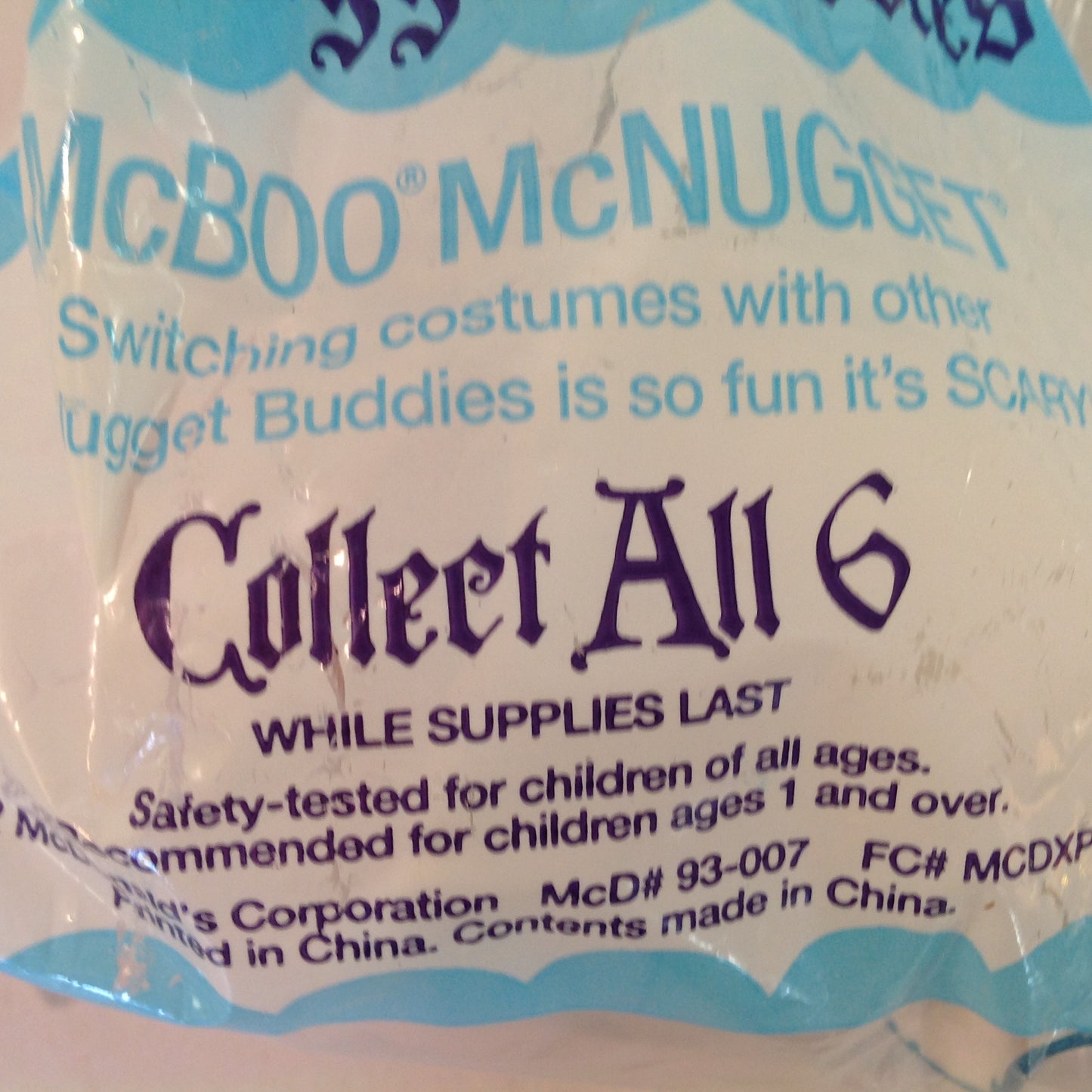 Vintage 1998 NOS McDonald's Happy Meal Halloween McNugget Buddies McBoo McNugget Sealed