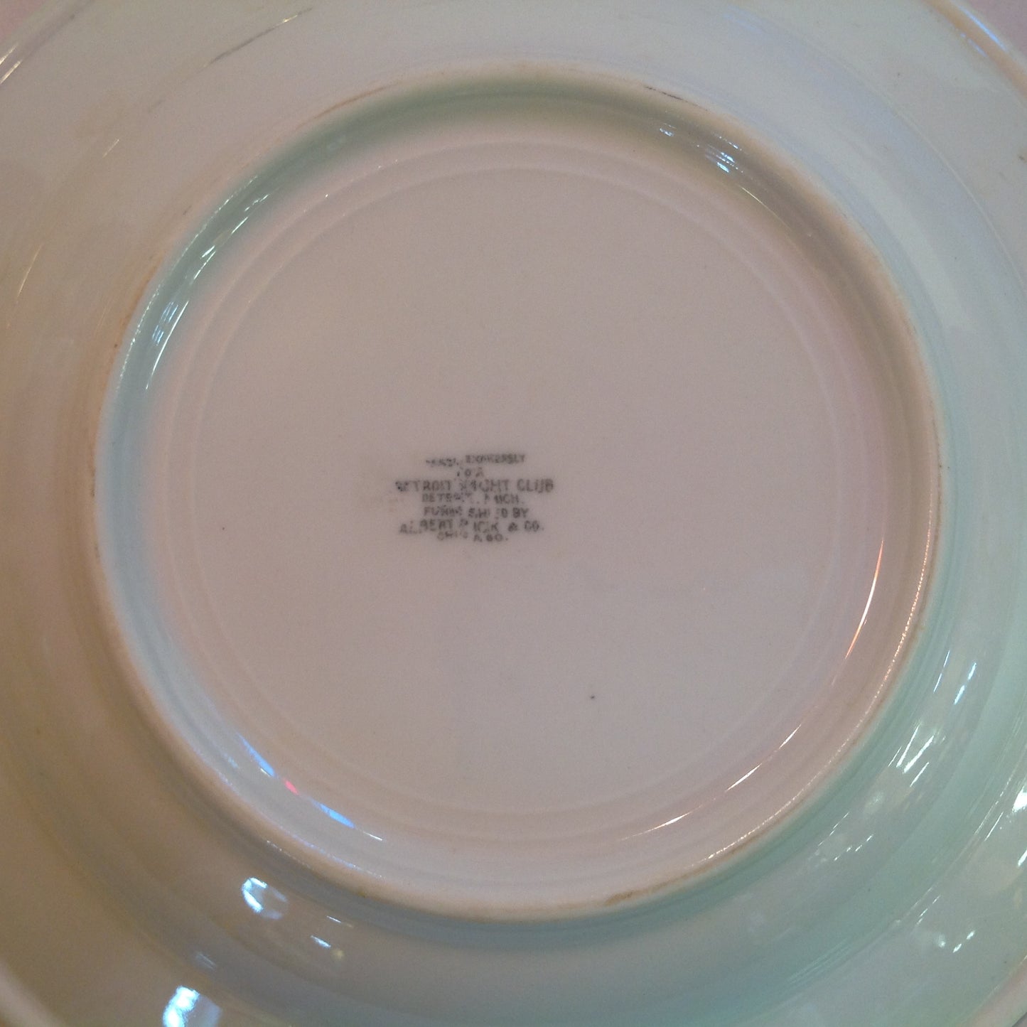 Vintage Detroit Yacht Club Restaurant Ware Sailing Galleon Ship Pattern Salad Bowl