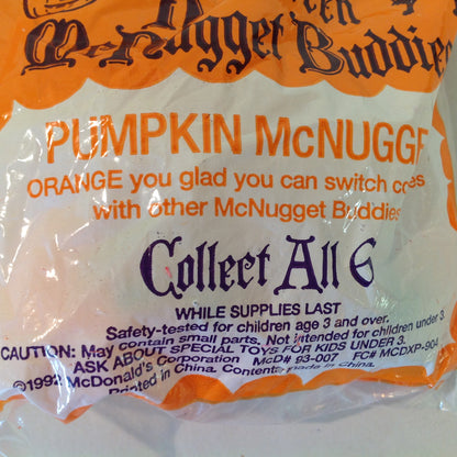 Vintage 1998 NOS McDonald's Happy Meal Halloween McNugget Buddies Pumpkin McNugget Sealed
