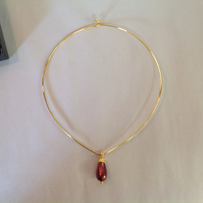 Vintage Signed Joan Rivers Hooked Goldtone Wire Bulb Pendant Choker Necklace