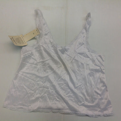 Vintage Women's Large White Tailored Classics Vassarette Camisole Lace Straps NWT