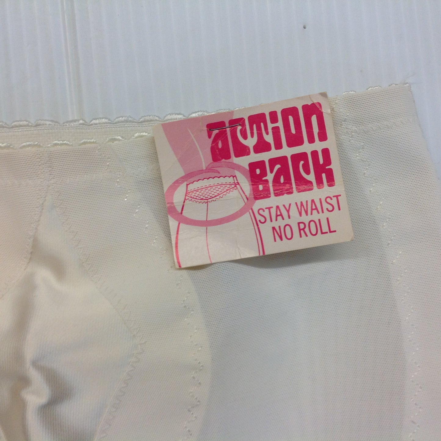 Vintage Action Back Stay Waist No Roll Union Made ILGWU Extra Large NWT White Girdle