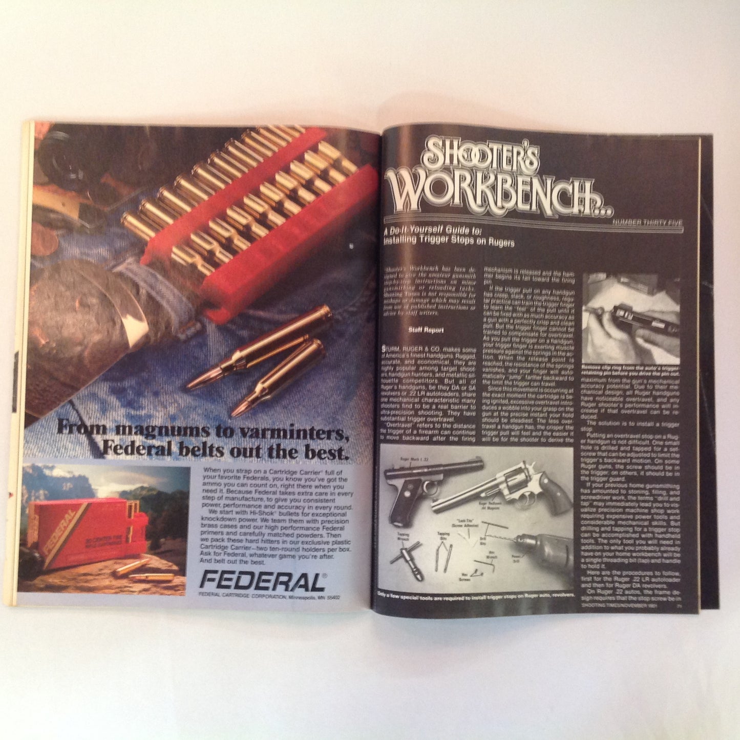 Vintage Nov 1981 Shooting Times Magazine .44 Magnums Special Roundup Downrange Bullet Drop