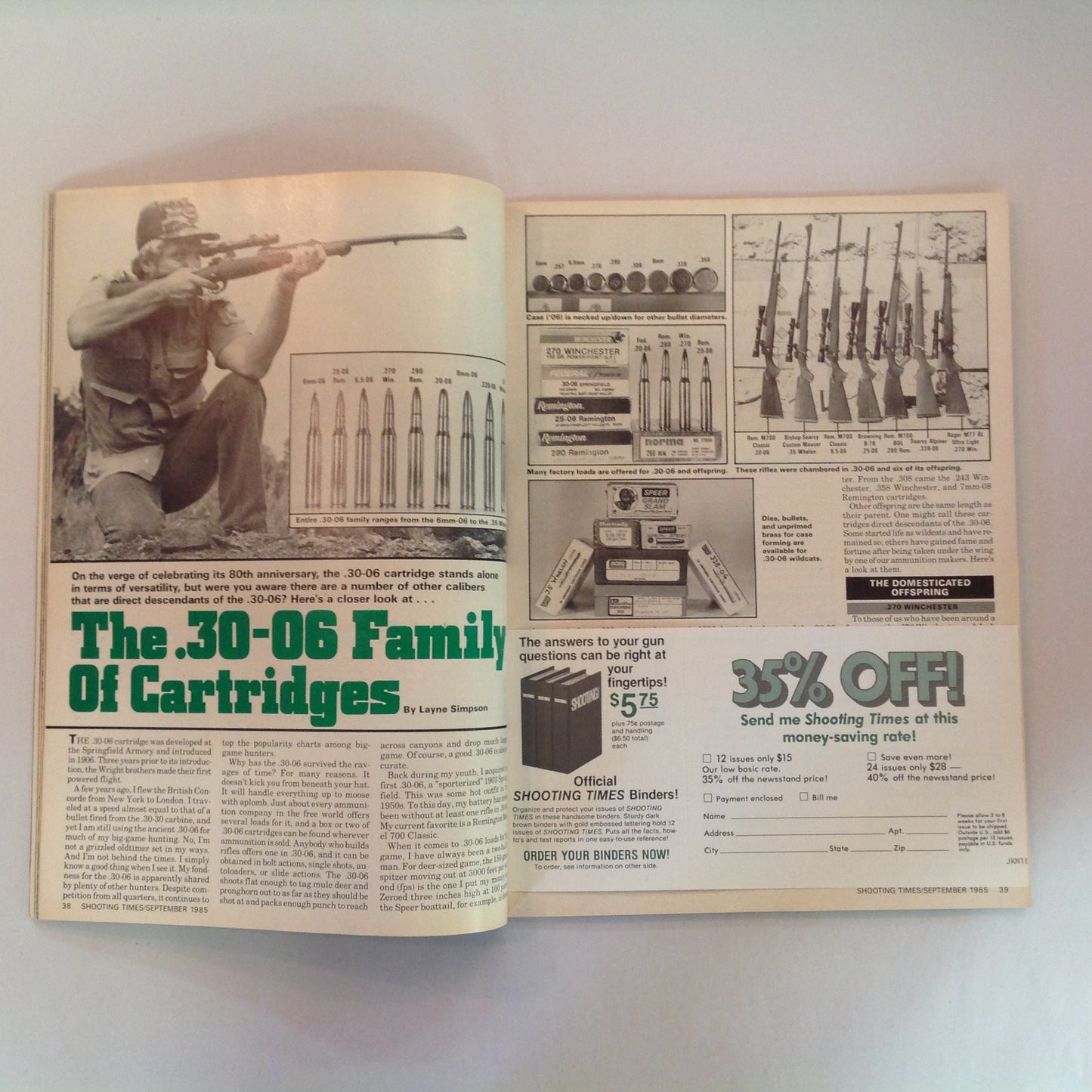 Vintage Sep 1985 Shooting Times Magazine New Contender Carbine Kit Ruger Single Actions