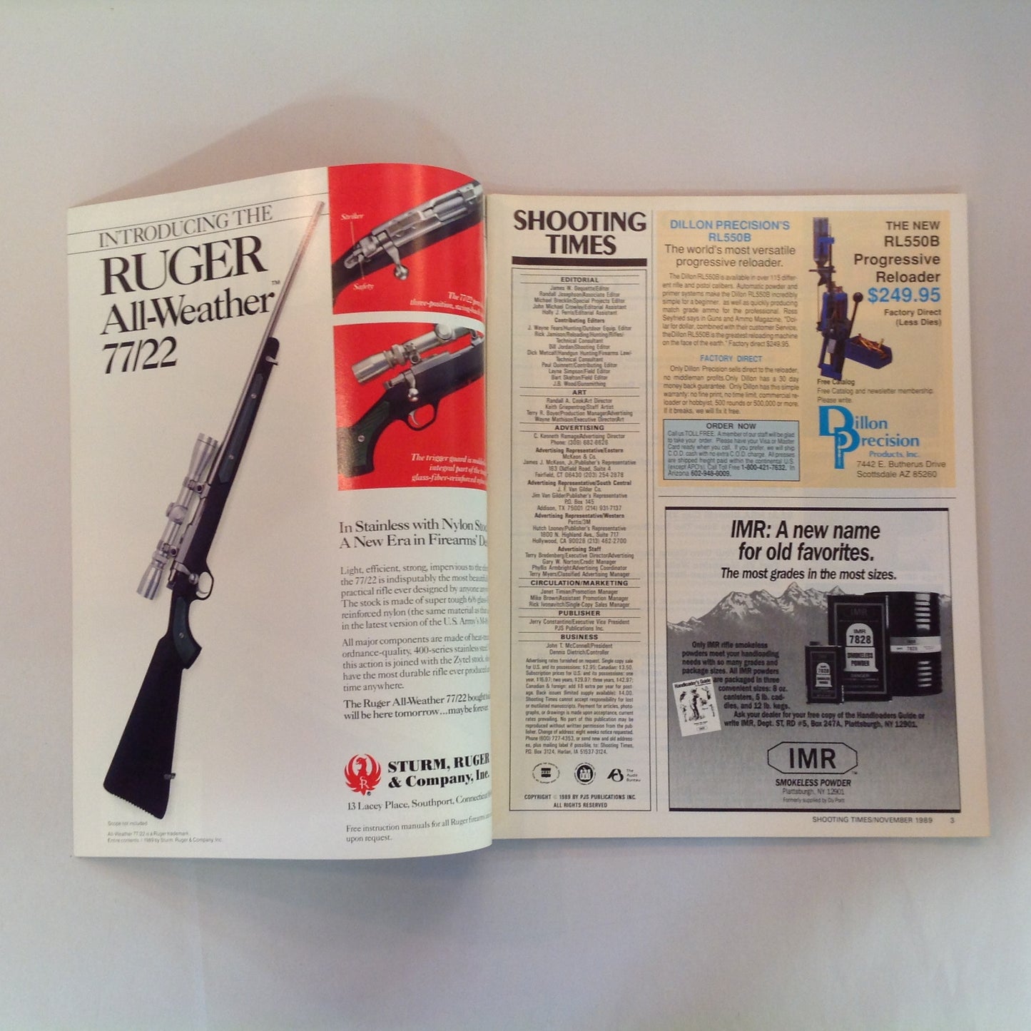 Vintage Nov 1989 Shooting Times Magazine The Assault on Semiautos Hunting Bullets Shotgun Slugs for Deer Hunting