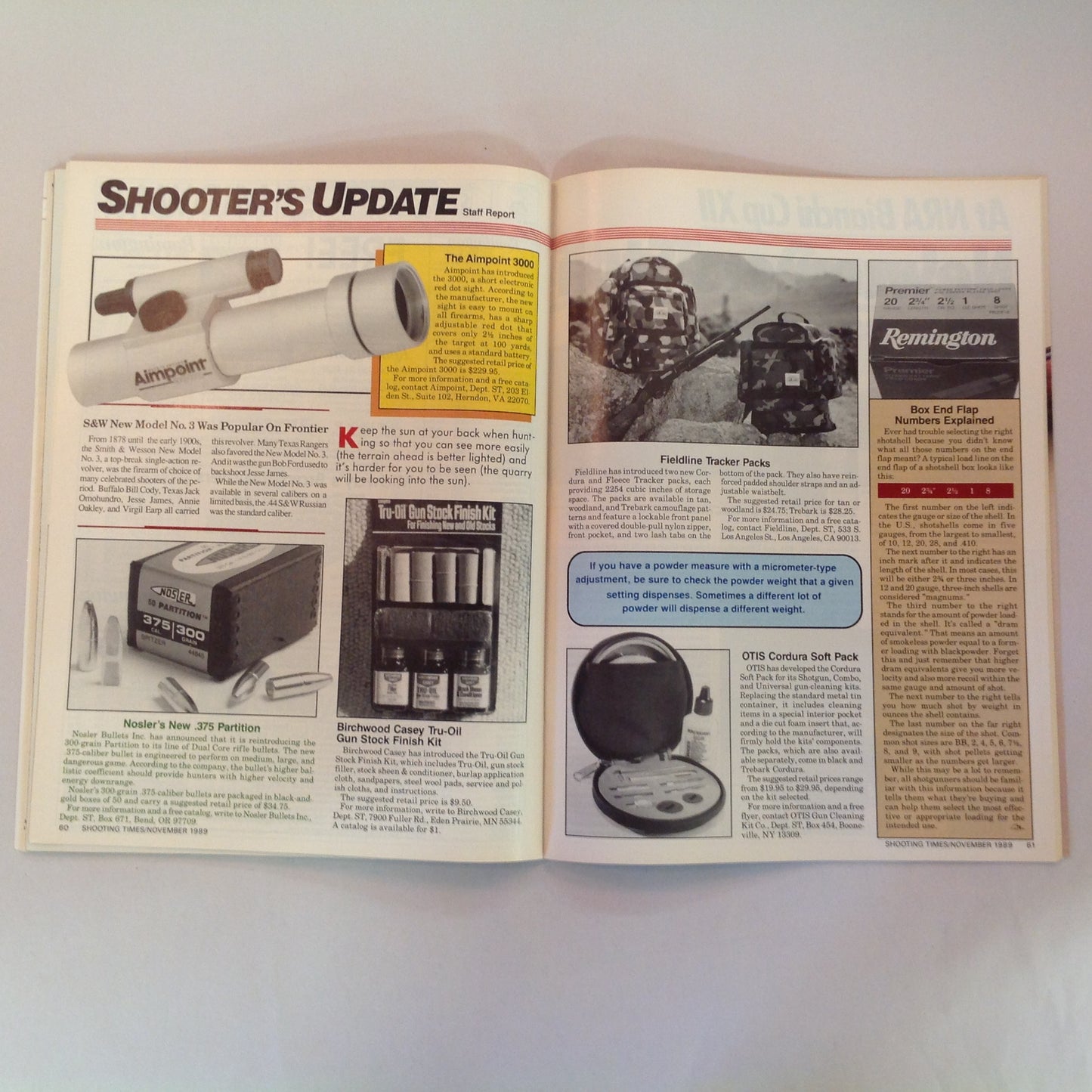 Vintage Nov 1989 Shooting Times Magazine The Assault on Semiautos Hunting Bullets Shotgun Slugs for Deer Hunting