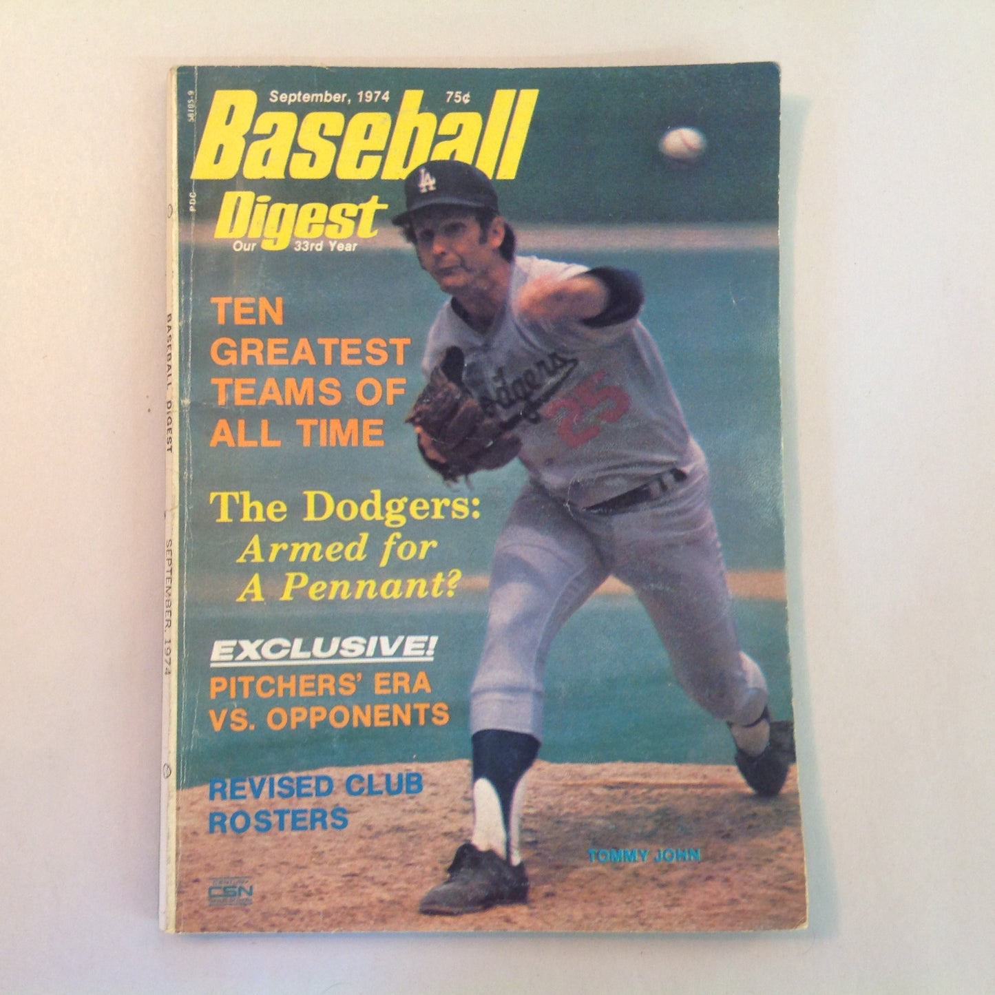 Vintage Sep 1974 Baseball Digest Magazine The Dodgers: Armed for a Pennant? Tommy John