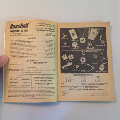 Vintage Sep 1974 Baseball Digest Magazine The Dodgers: Armed for a Pennant? Tommy John