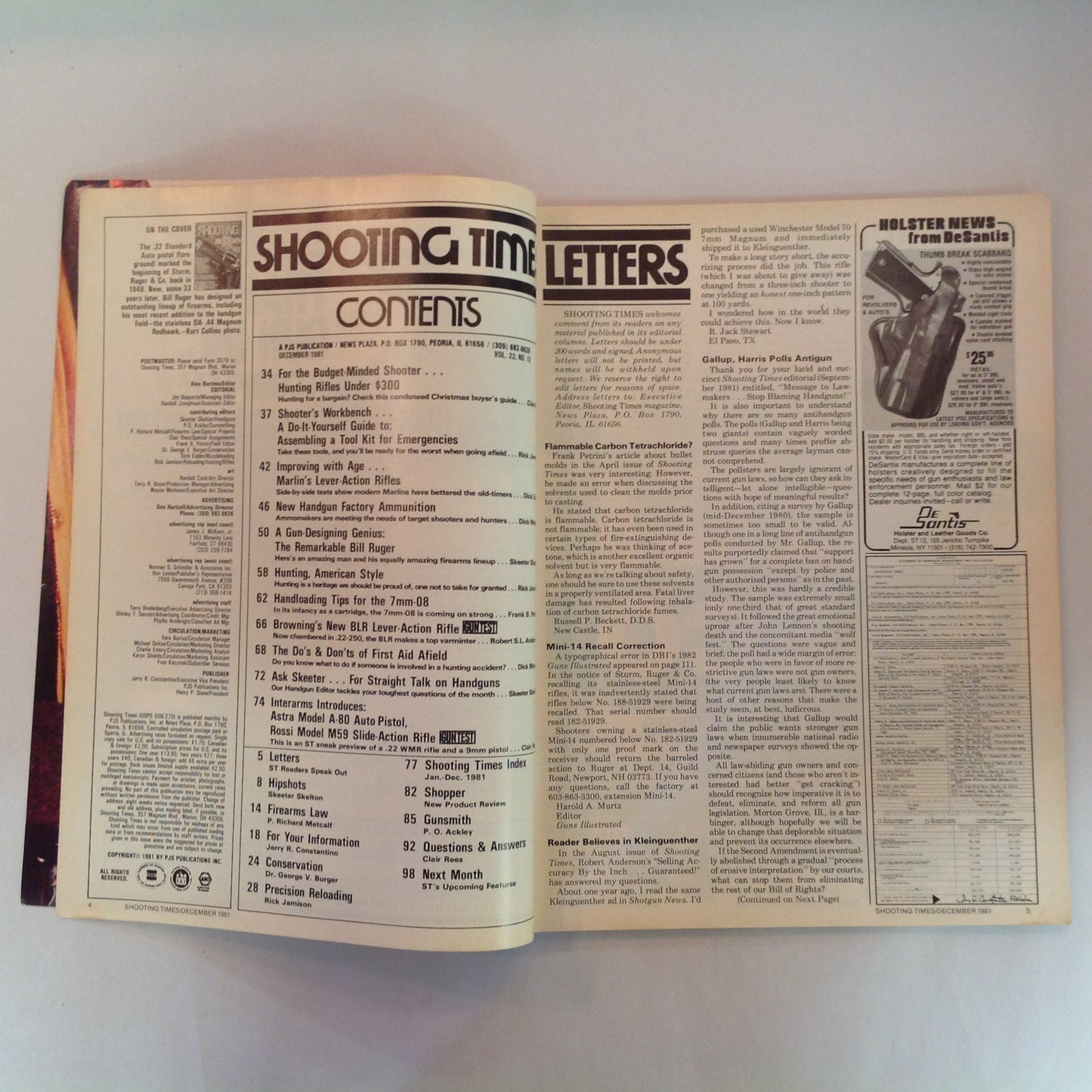 Vintage Dec 1981 Shooting Times Magazine Bill Ruger's Guns Hunting Rifle Roundup Hunting American Style