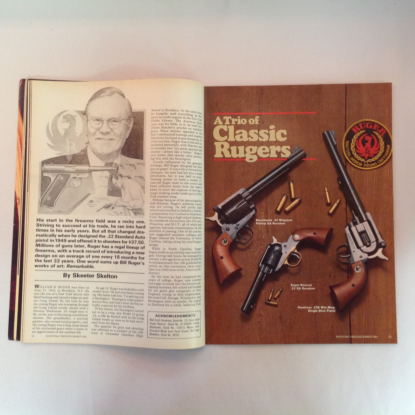 Vintage Dec 1981 Shooting Times Magazine Bill Ruger's Guns Hunting Rifle Roundup Hunting American Style