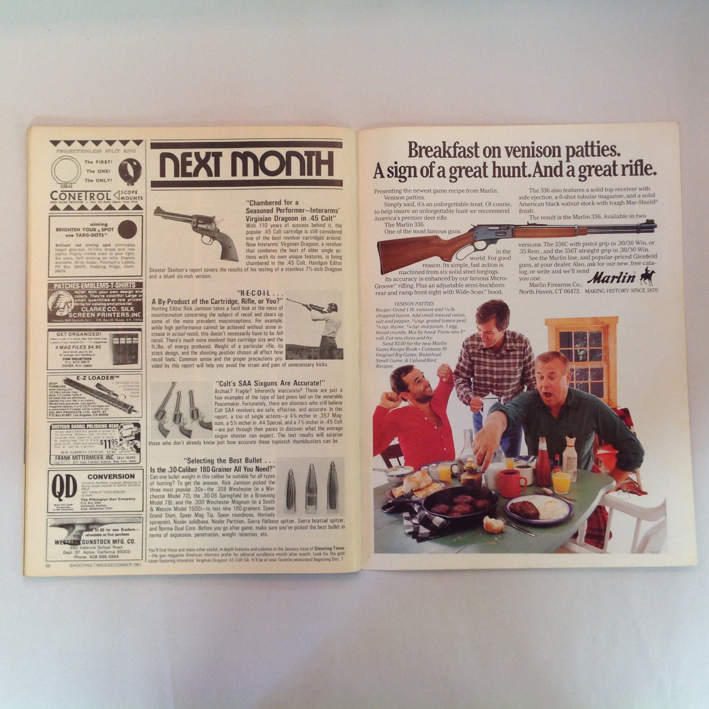 Vintage Dec 1981 Shooting Times Magazine Bill Ruger's Guns Hunting Rifle Roundup Hunting American Style