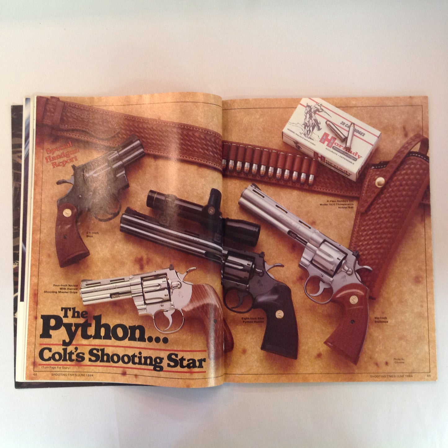 Vintage Jun 1984 Shooting Times Magazine Colt .357 Python Weatherby Breakthrough Handgun Bonus Deer Rifle Action Year-Round
