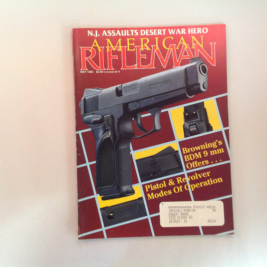 Vintage May 1992 American Rifleman Magazine Browning BDM 9mm Pistol and Revolver Modes of Operation