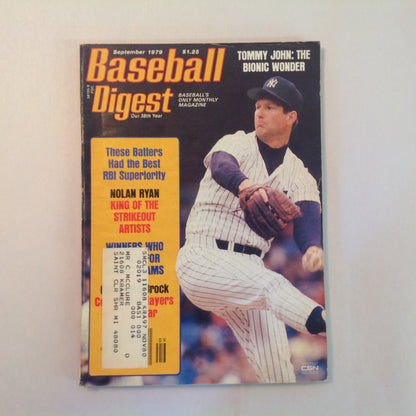 Vintage Sep 1979 Baseball Digest Magazine Tommy John: The Bionic Wonder