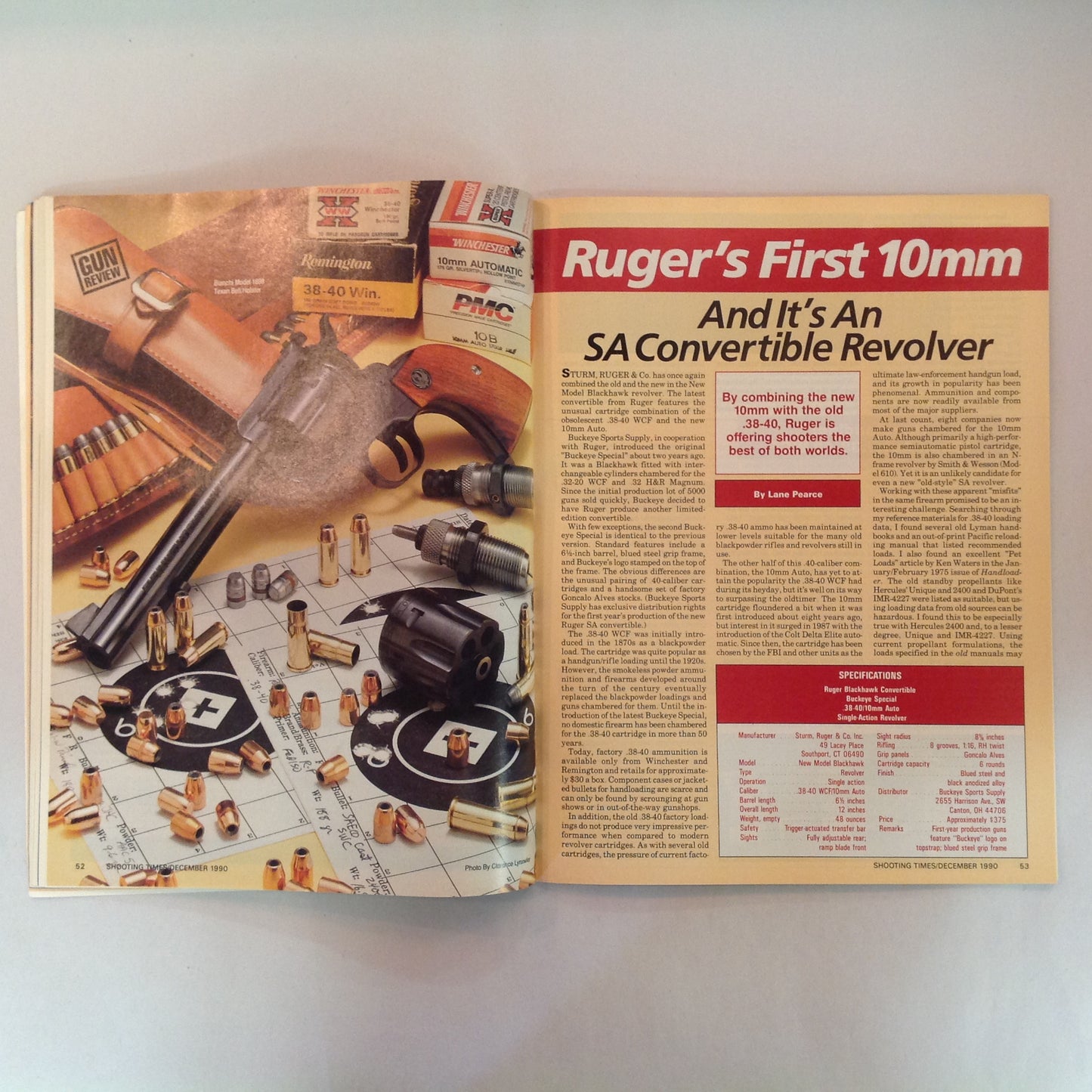 Vintage Dec 1990 Shooting Times Magazine The .45 ACP Single Shot Rifle Challenge Ruger's First 10mm