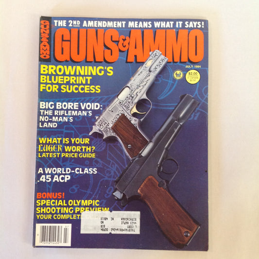Vintage Jul 1984 Guns & Ammo Magazine Browning's Blueprint Olympic Shooting Preview