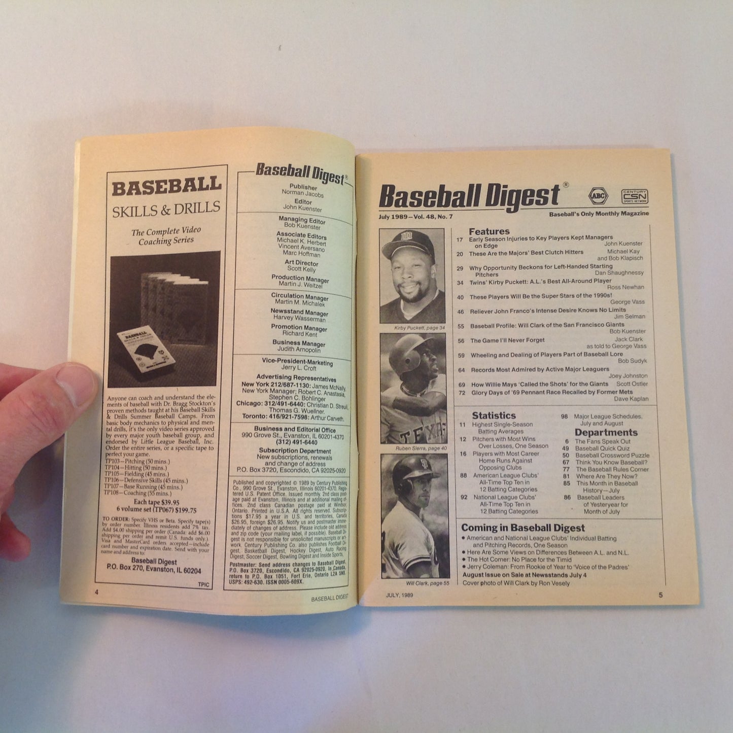 Vintage Jul 1989 Baseball Digest Magazine Baseball Profile: Will Clark