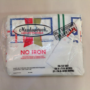 Vintage NOS Meadowbrook Luxury Percale No Iron Full Flat Sheet