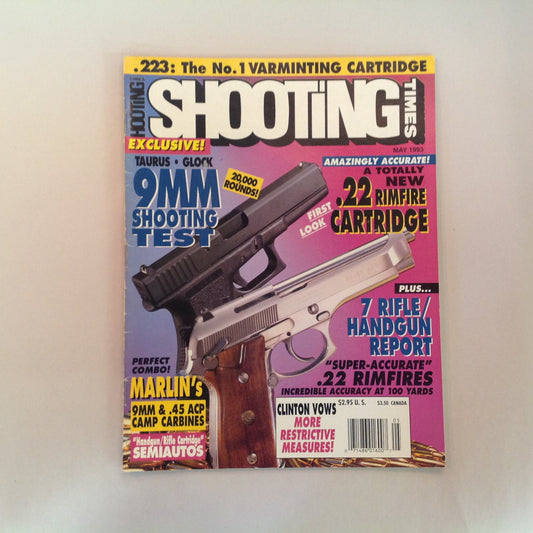 Vintage May 1993 Shooting Times Magazine Taurus Glock 9mm Shooting Test New .22 Rimfire Cartridge 7 Rifle/Handgun Report