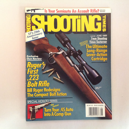 Vintage Jun 1989 Shooting Times Magazine Ruger's First .223 Bolt Rifle Ultimate Long-Range Lever-Action Cartridge