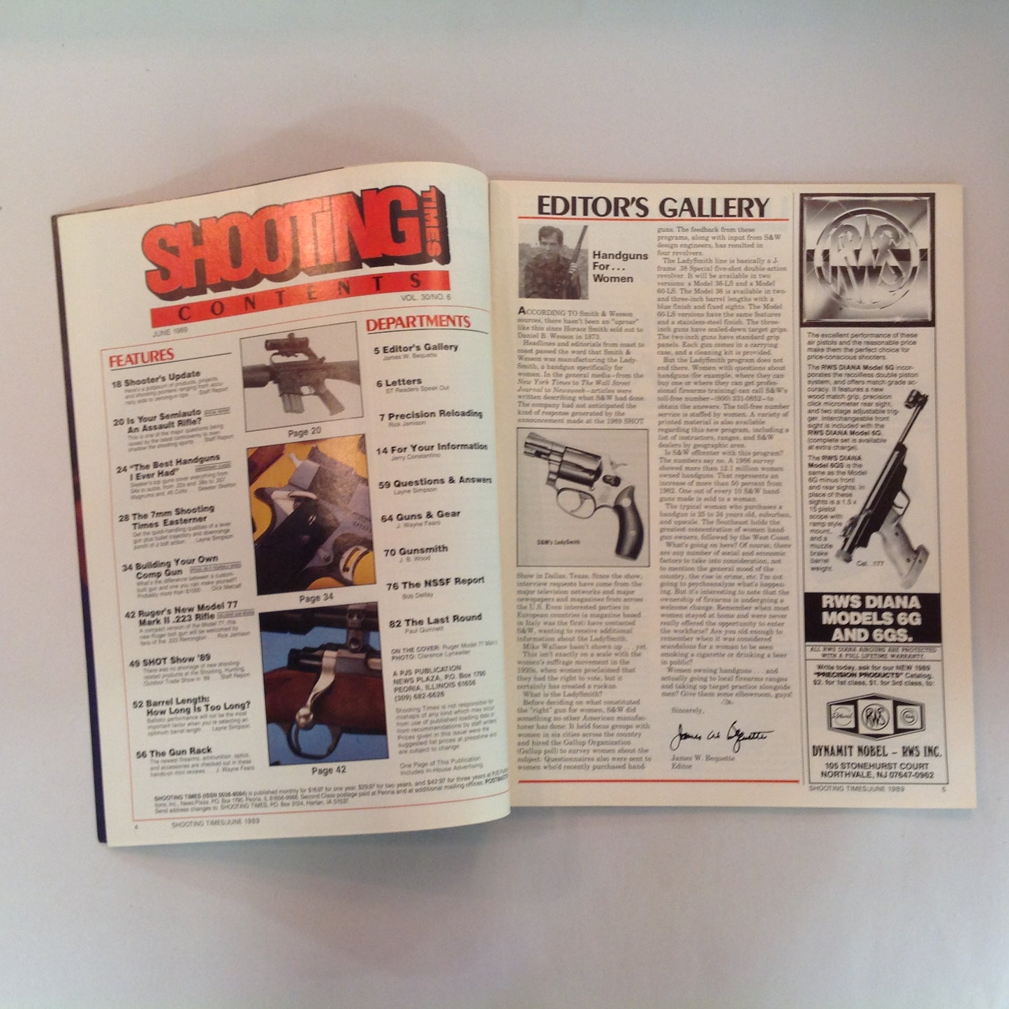 Vintage Jun 1989 Shooting Times Magazine Ruger's First .223 Bolt Rifle Ultimate Long-Range Lever-Action Cartridge