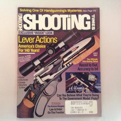 Vintage Jul 1991 Shooting Times Magazine Lever Actions Arizona Rangers Government Model Pistol