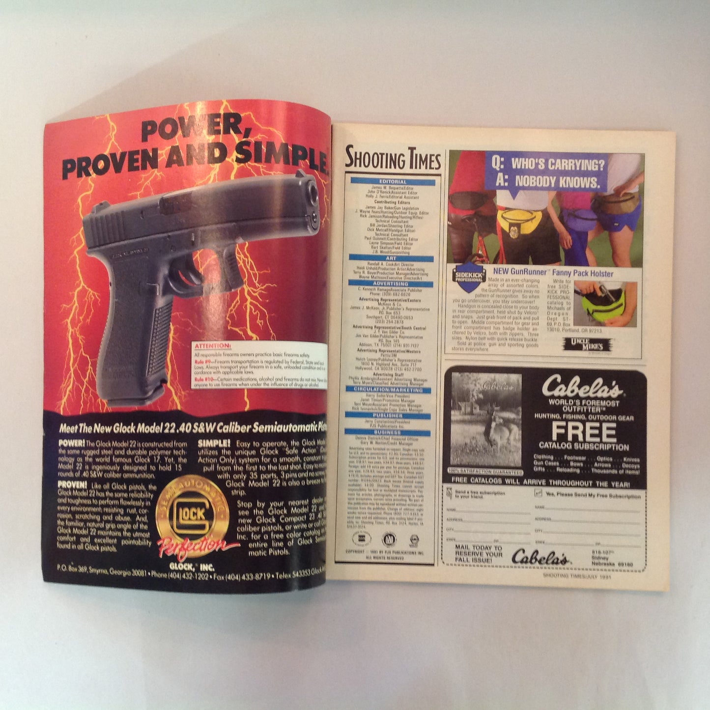 Vintage Jul 1991 Shooting Times Magazine Lever Actions Arizona Rangers Government Model Pistol