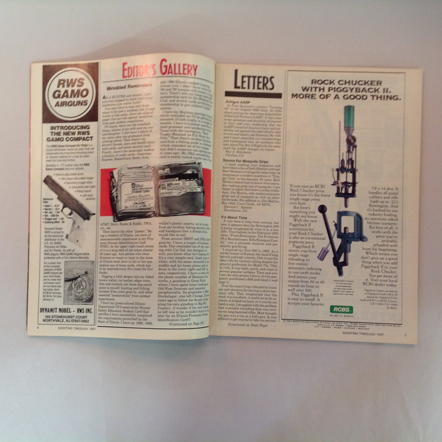 Vintage Jul 1991 Shooting Times Magazine Lever Actions Arizona Rangers Government Model Pistol