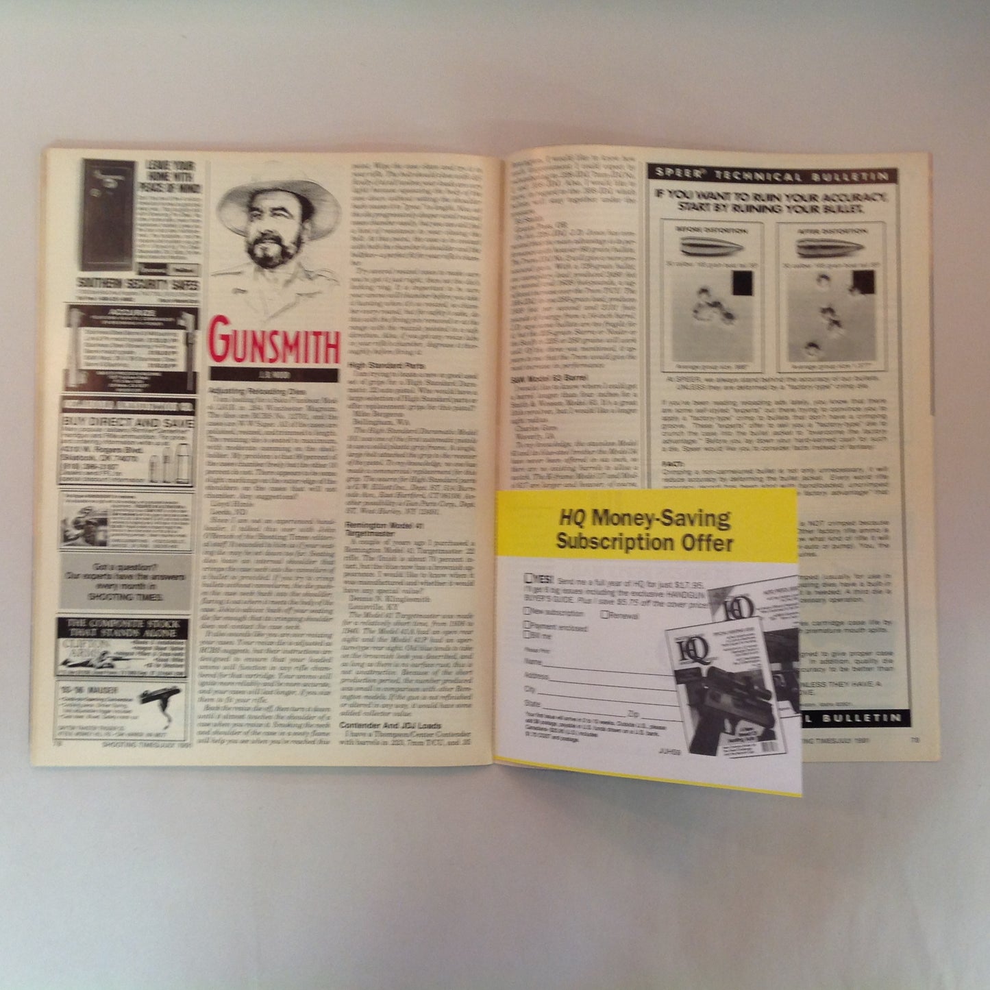 Vintage Jul 1991 Shooting Times Magazine Lever Actions Arizona Rangers Government Model Pistol