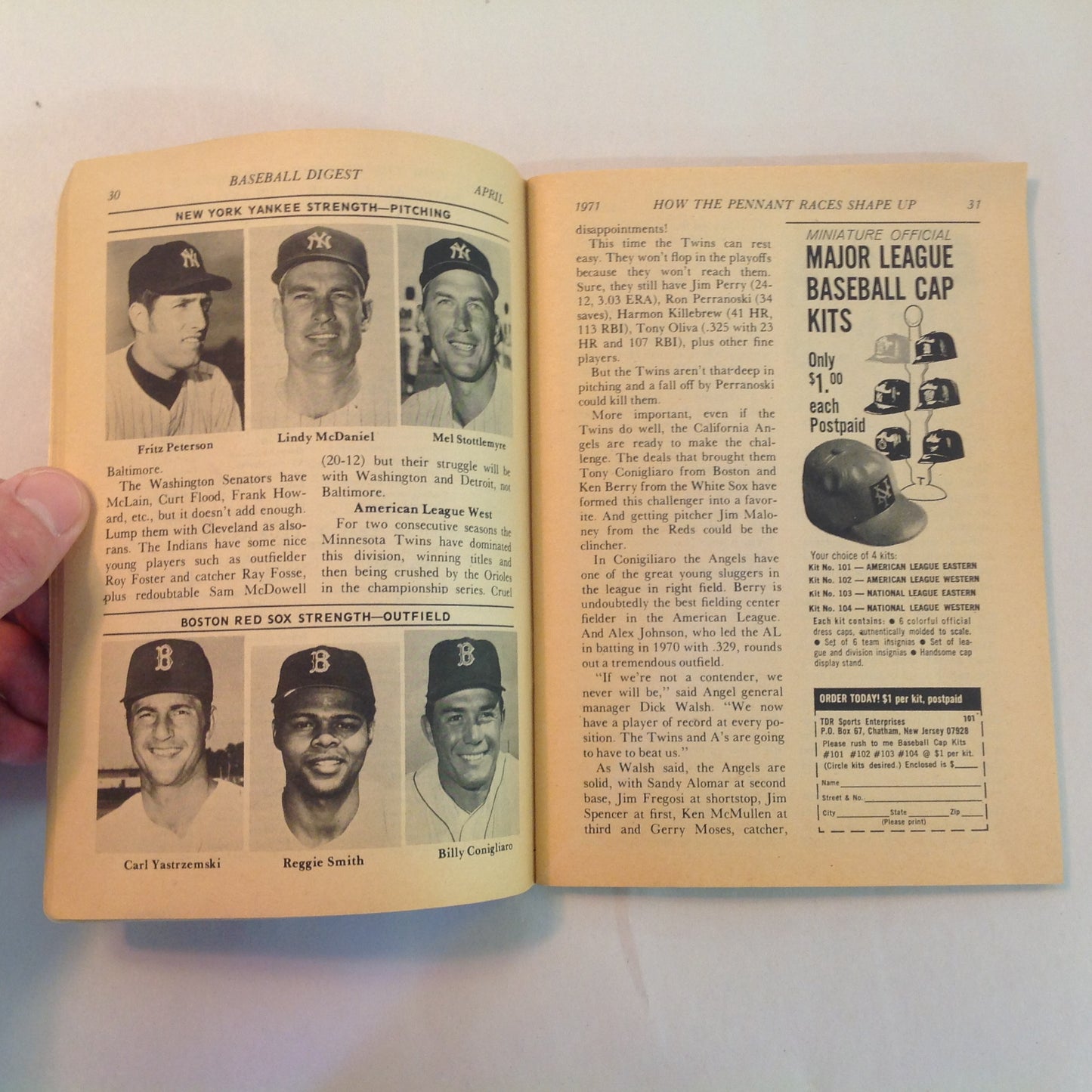 Vintage Apr 1971 Baseball Digest Magazine Bob Gibson: Toughest Pitcher in Baseball