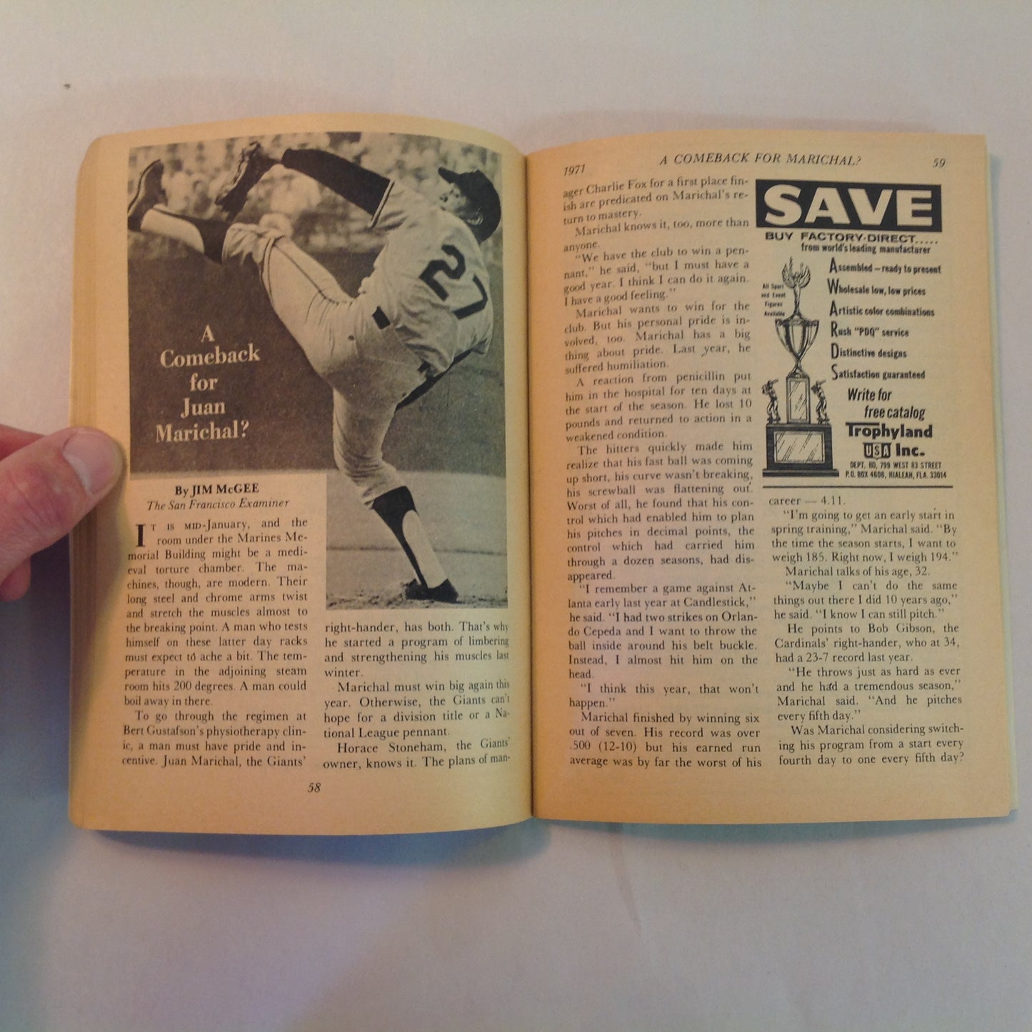 Vintage Apr 1971 Baseball Digest Magazine Bob Gibson: Toughest Pitcher in Baseball