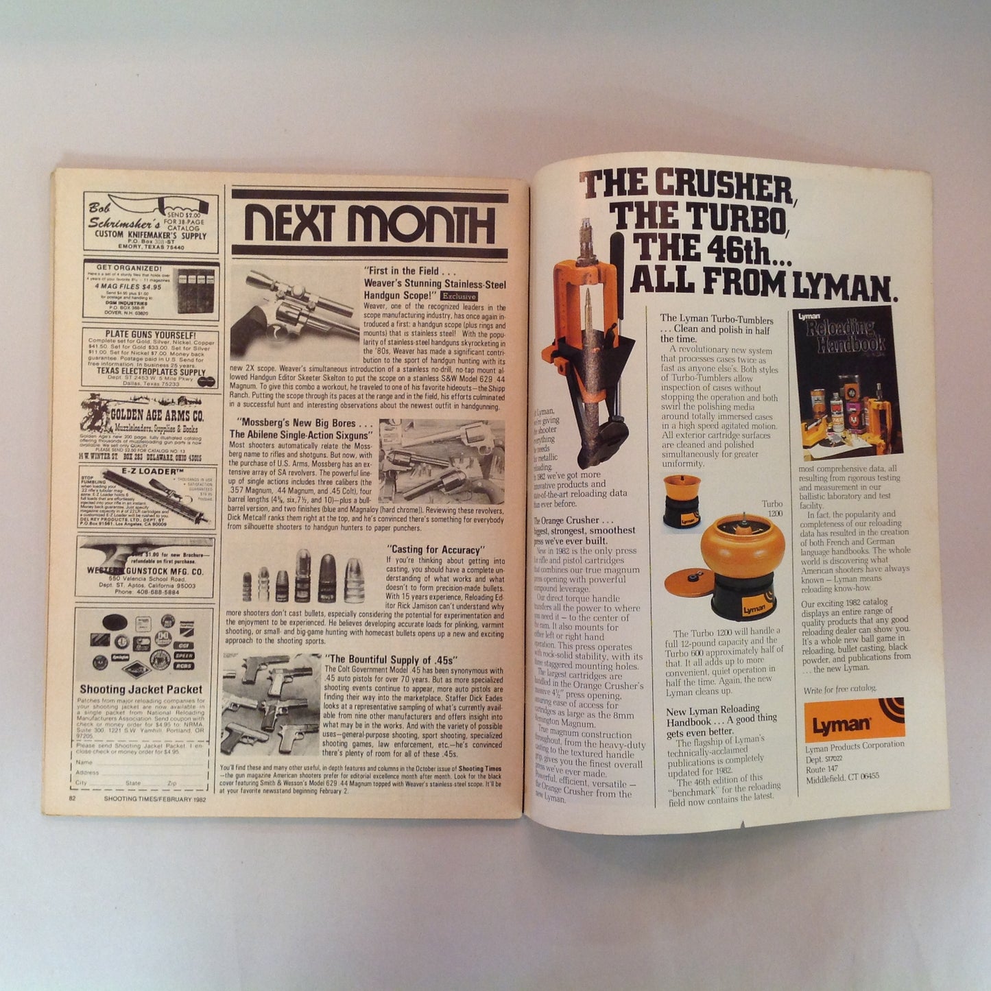 Vintage Feb 1982 Shooting Times Magazine Special Reloading Issue 7mms Magnum Revolvers