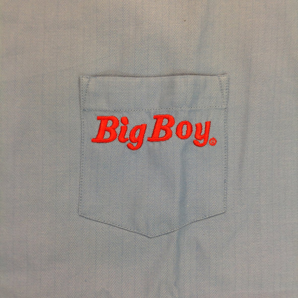 Vintage NOS Large Women's Blue Short Sleeve Big Boy Restaurant Button Up Shirt